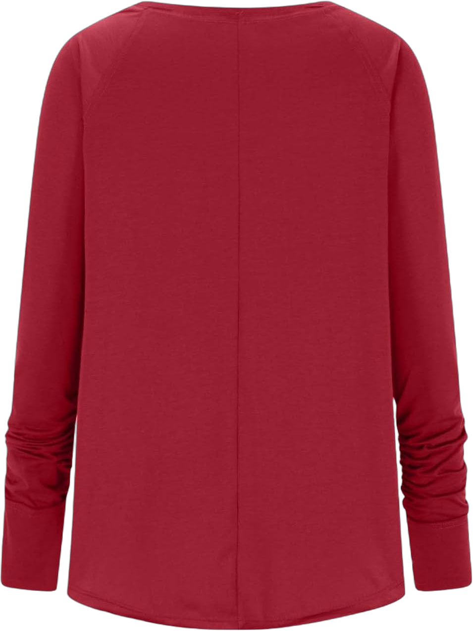 Thumb Hole Shirts for Women Long Sleeve Crew Neck Tunic Tops Casual Loose Basic Blouse 2024 Preppy Pullover Shirts Large Red