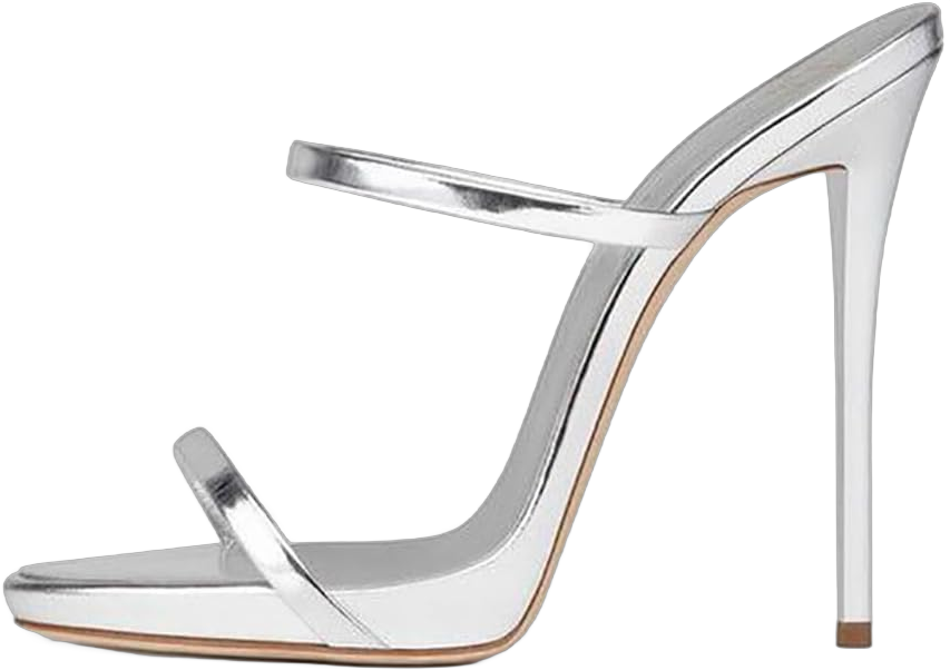 Sexy Open Toe women's sandals Platform Stiletto Gold heels Silver Women Two Straps Mules Slip on Slingback Party Prom Evening Dance Shoes 10.5 Silver