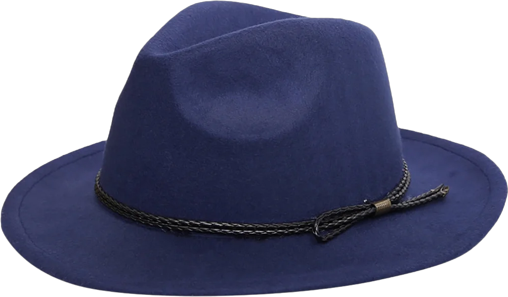 Mifelio Fedora Hats for Women, Women's Crushable Wool Outback Hat Panama Hat Wide Brim with Belt Vintage Womens Hats Dark Blue