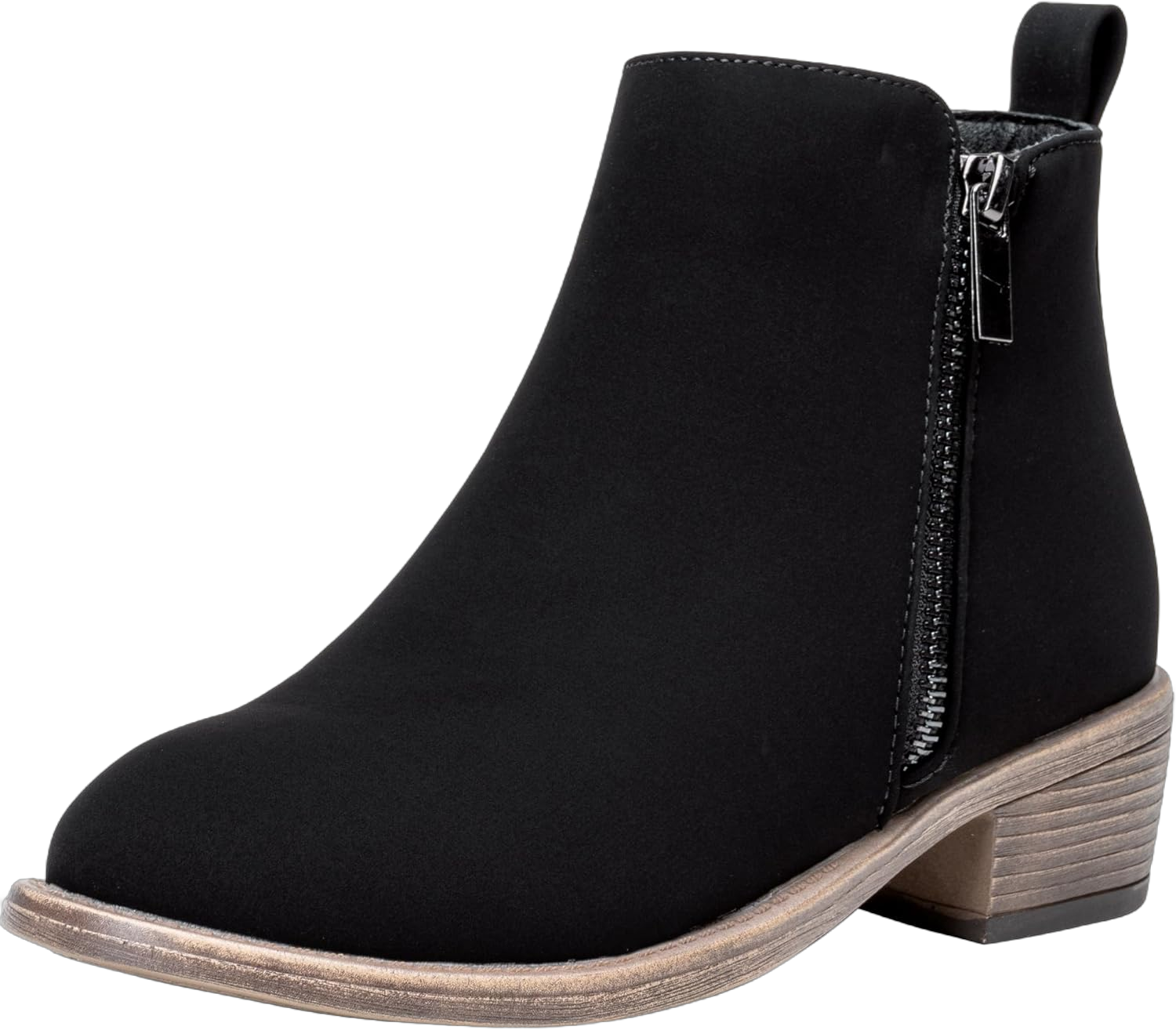 Jeossy Women's Ankle Boots, Classic Low Heeled Short Booties, Casual Comfortable Boots 7 Black Nubuck-905