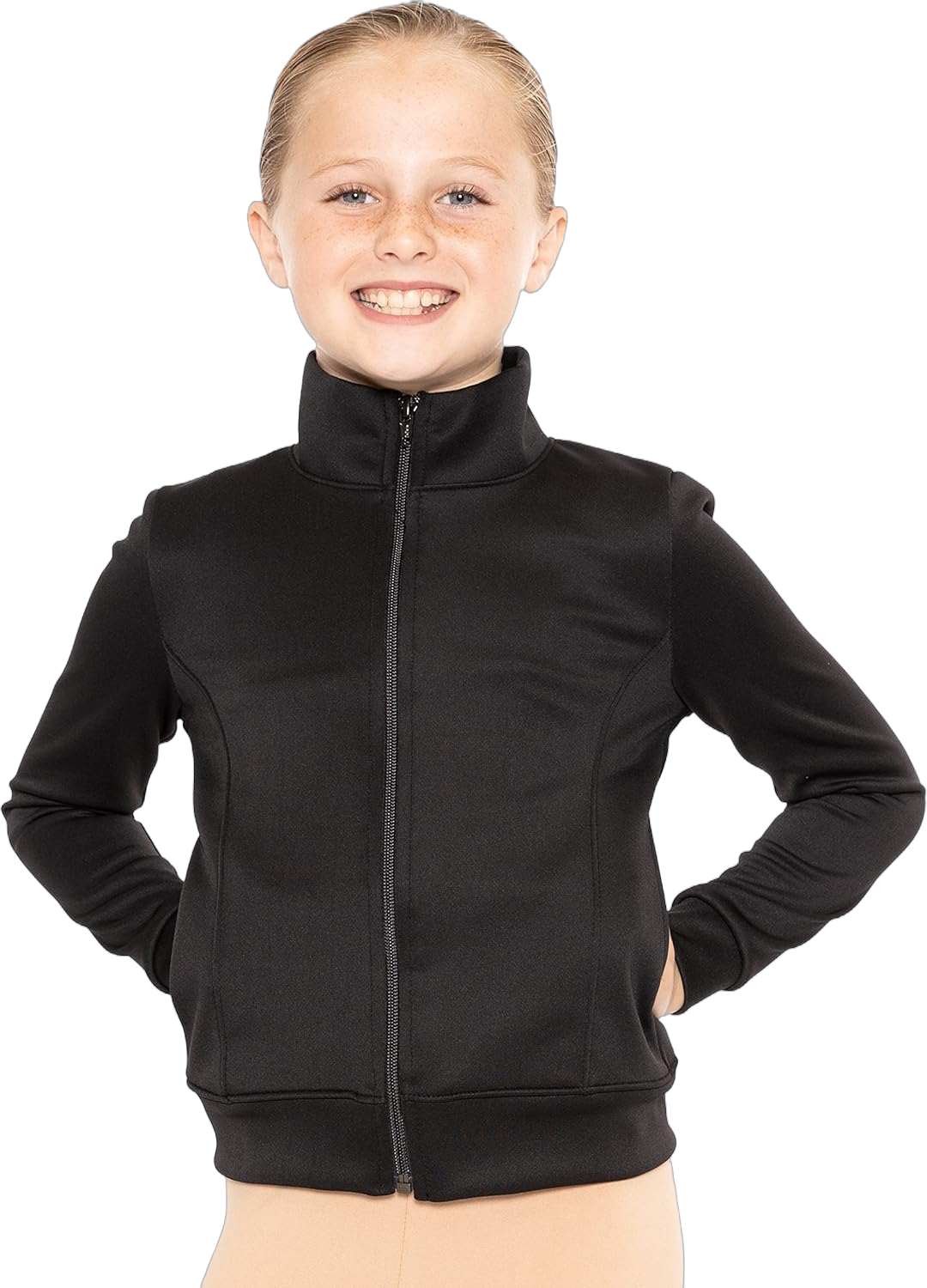 STRETCH IS COMFORT Girl's and Women's Dance Cheer Cotton Warm Up Jacket Adult Large Black