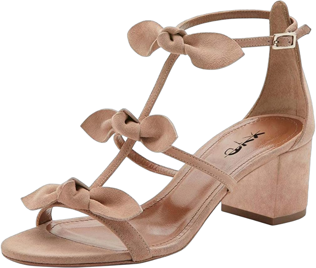 XYD Women Girls Gladiator Block Chunky Heels Open Toe Sandals Crossover Strap Bow Knots Cutout Party Evening Casual Shoes 6 Nude