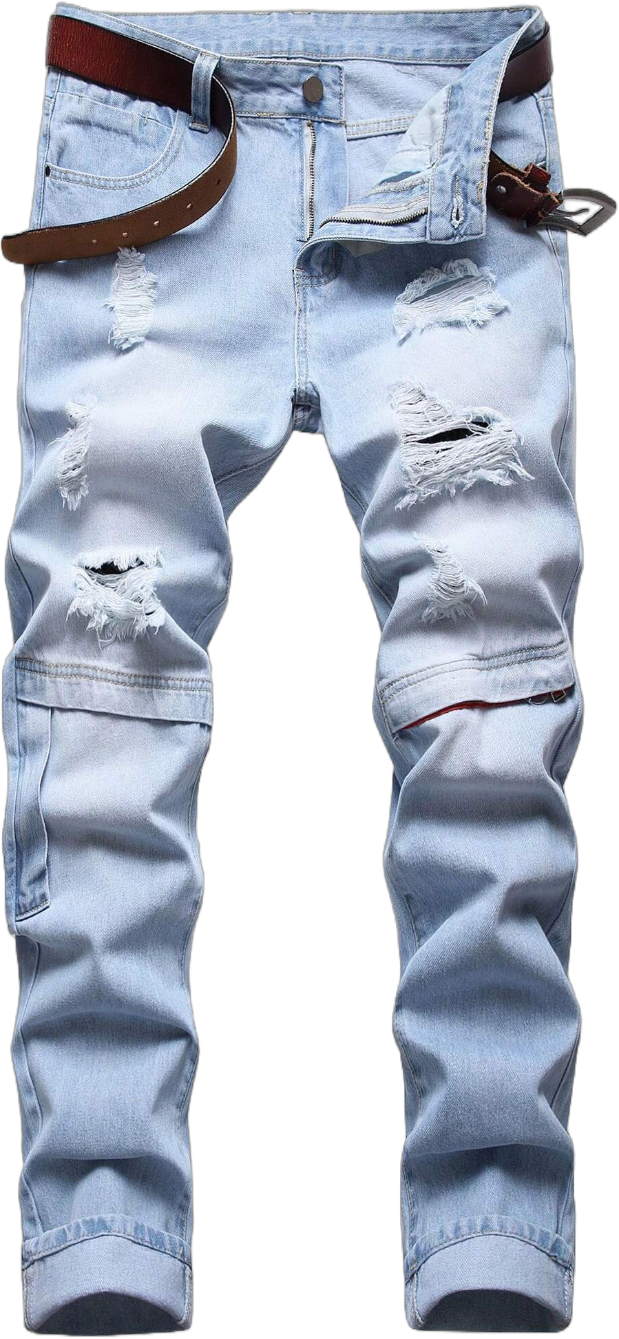 Men's Light Blue Ripped Stretch Jeans