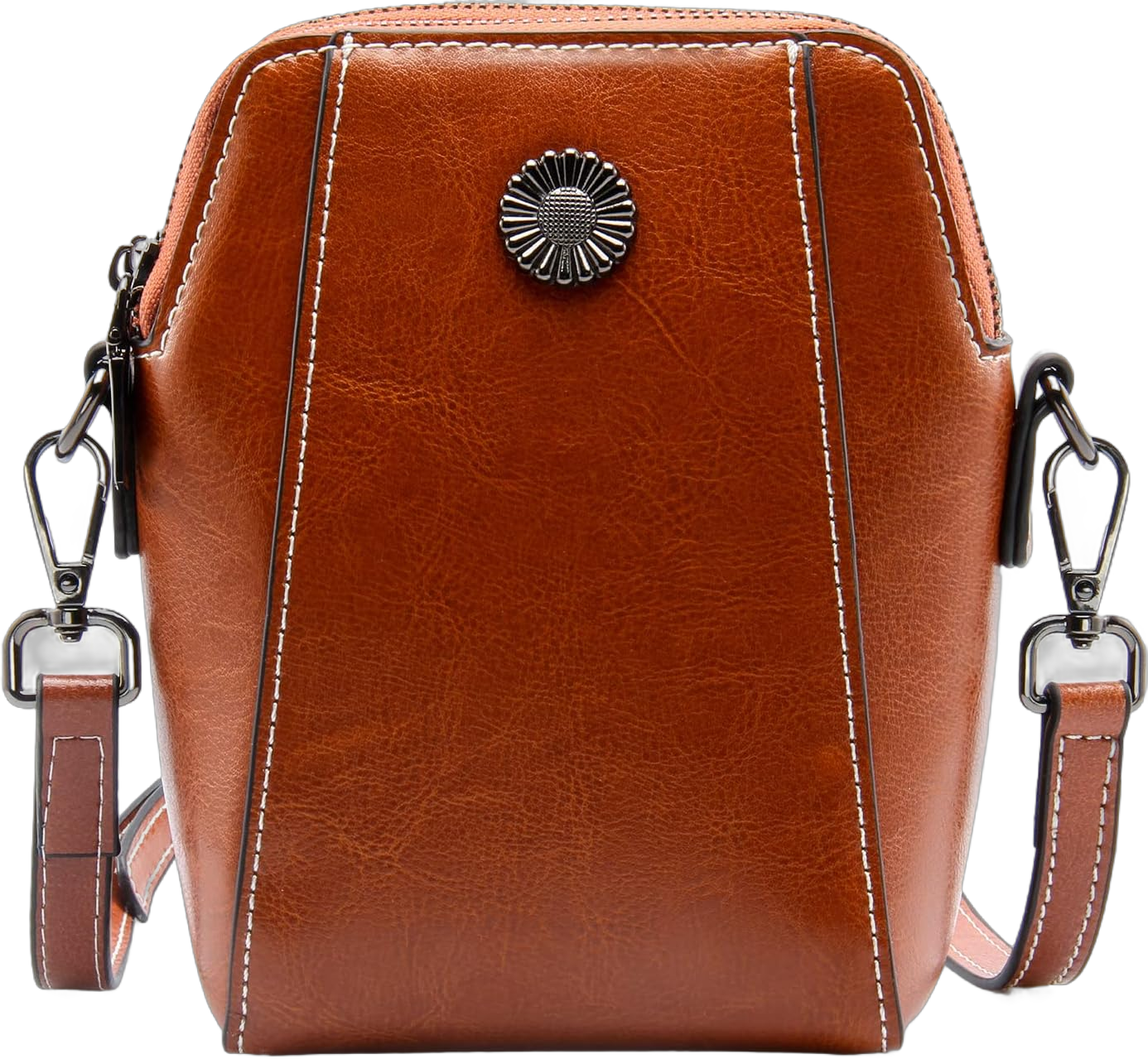 Designer Leather Small Crossbody Bags Purses for Women Cell Phone Bag Soft Women's Shoulder Handbags Gifts for Women Brown