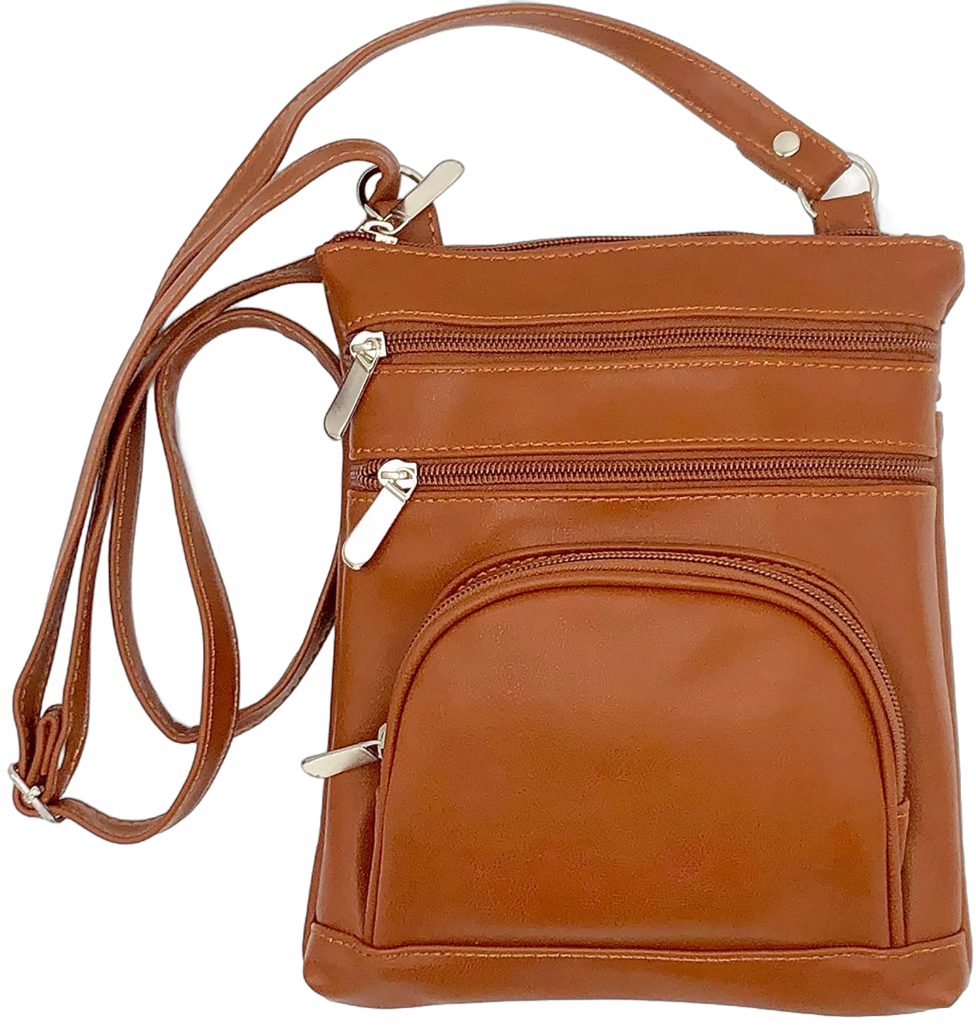 Goson Leather Hand Crafted Leather Small Crossbody Purse Handbag for Women Large Light Brown