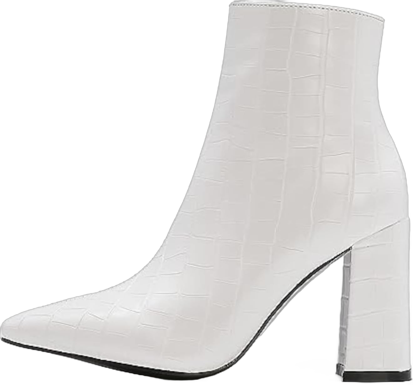 INC Womens Dasha Faux Leather Square Toe Ankle Boots 5 White Croc