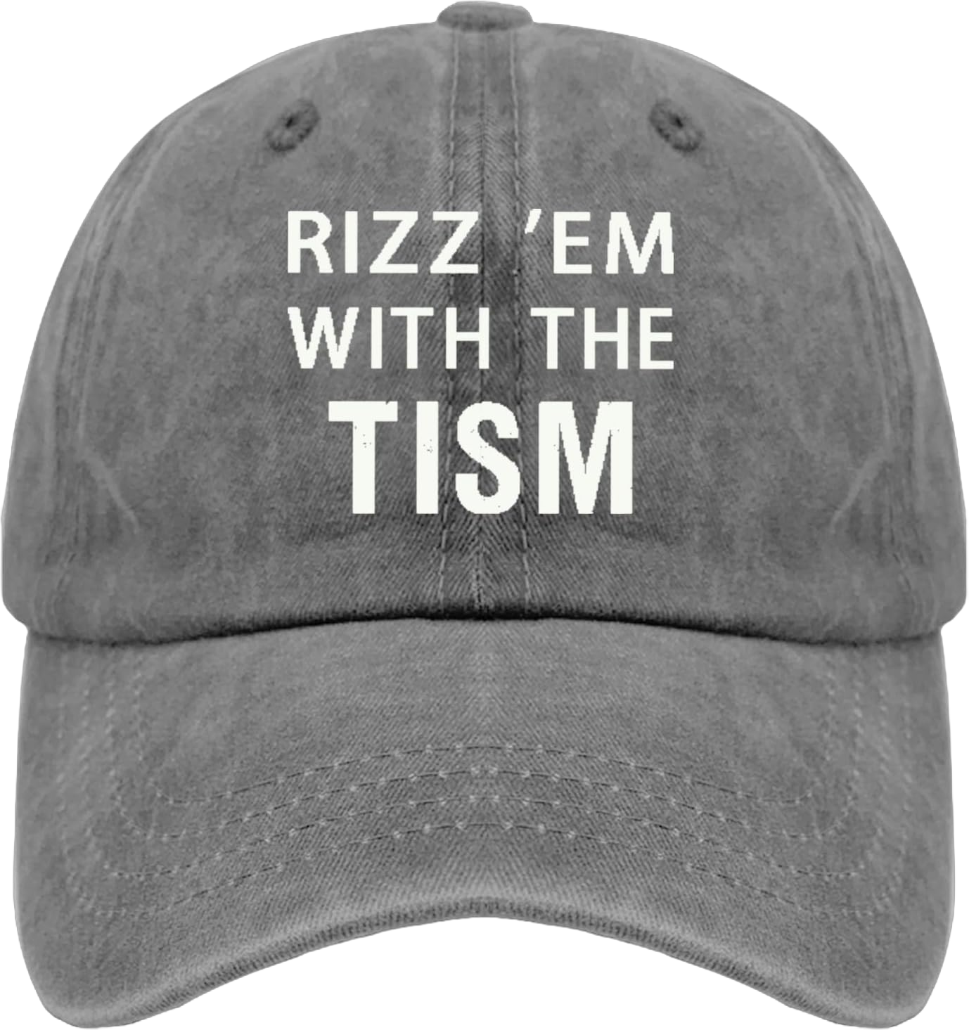 Autism Quote Rizz 'em with The Tism Men Women Hats for Men Baseball Cap Stylish Washed Dad Hats, Pigment Gray