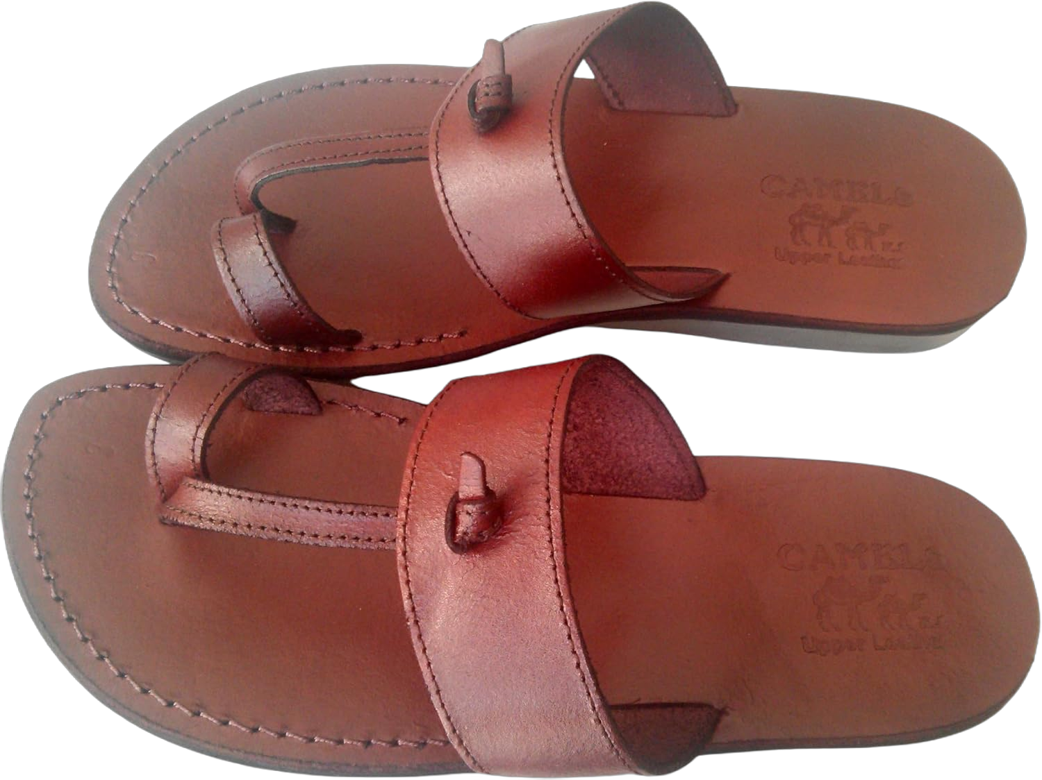 LION OF JUDAH MARKET Biblical Style 09 Unisex Adults Genuine Leather Flip Flops Jesus Sandals 10.5 Women/9 Men Brown