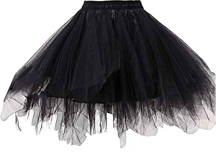 Smile Fish Women's 80s Tutu Skirts Tulle Costume Halloween Plus Size Skirt Small-Medium Black