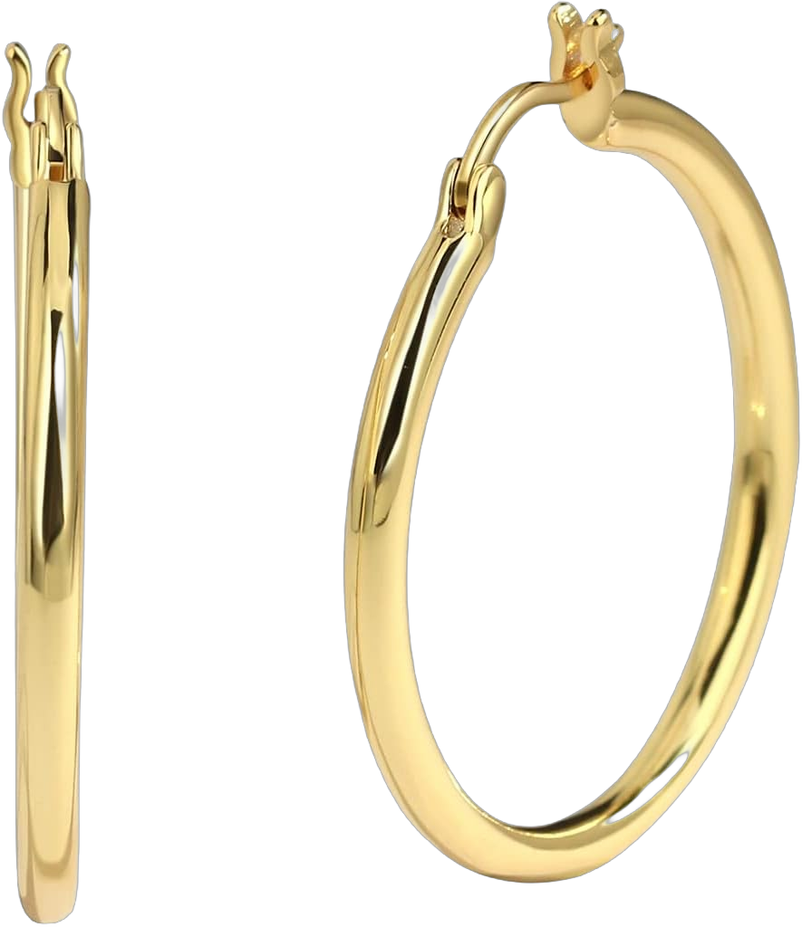 Earrings for Women Gold Hoop Earrings 18K Gold Plated Hypoallergenic Lightweight Chunky Thick Open Hoops Gold Earrings for Women Twisted Huggie Hoop Jewelry Circle A