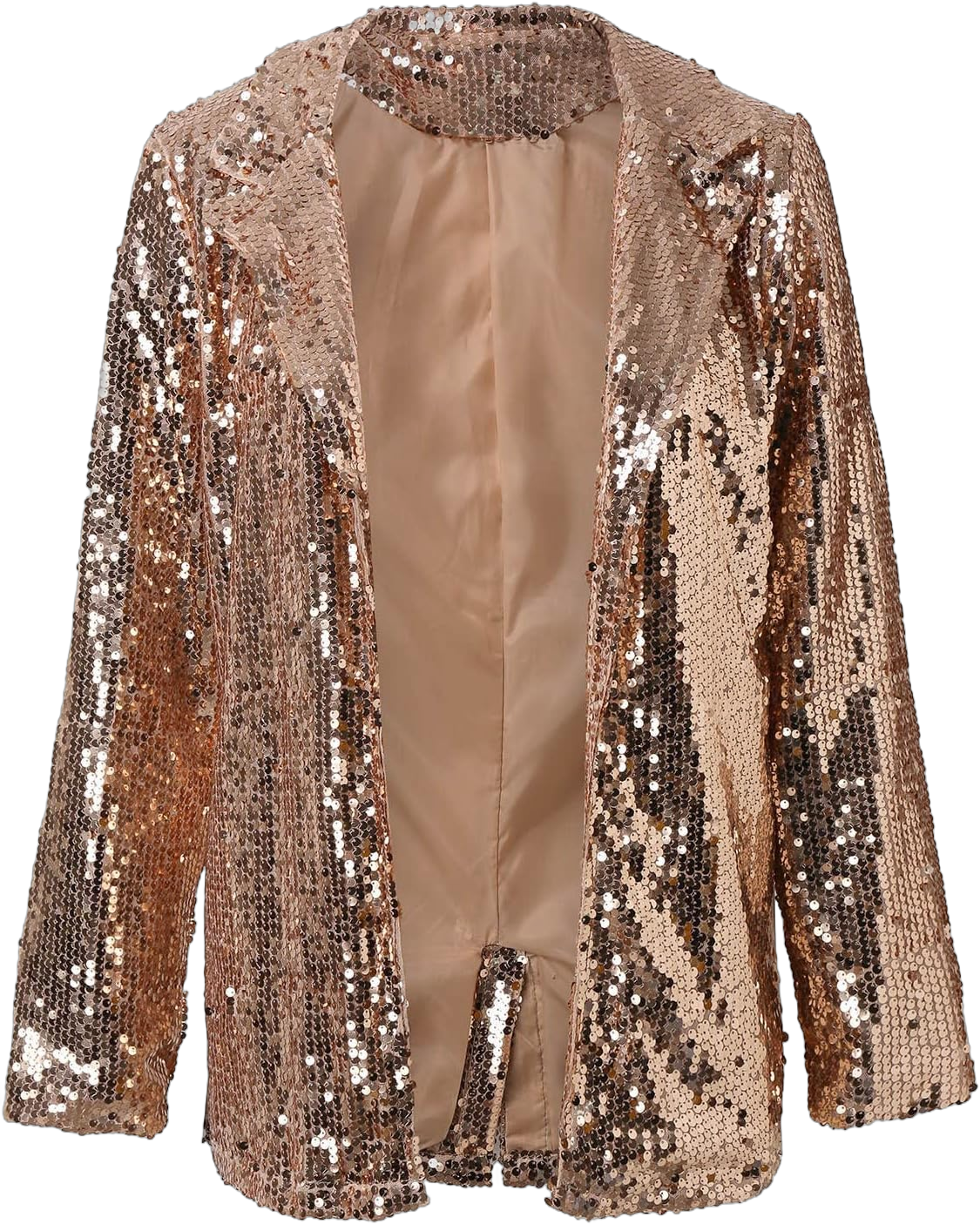 Women's Sequin Jackets Open Front Blazer Shiny Jacket Casual Long Sleeve Sparkly Cardigan Coat Small Gold