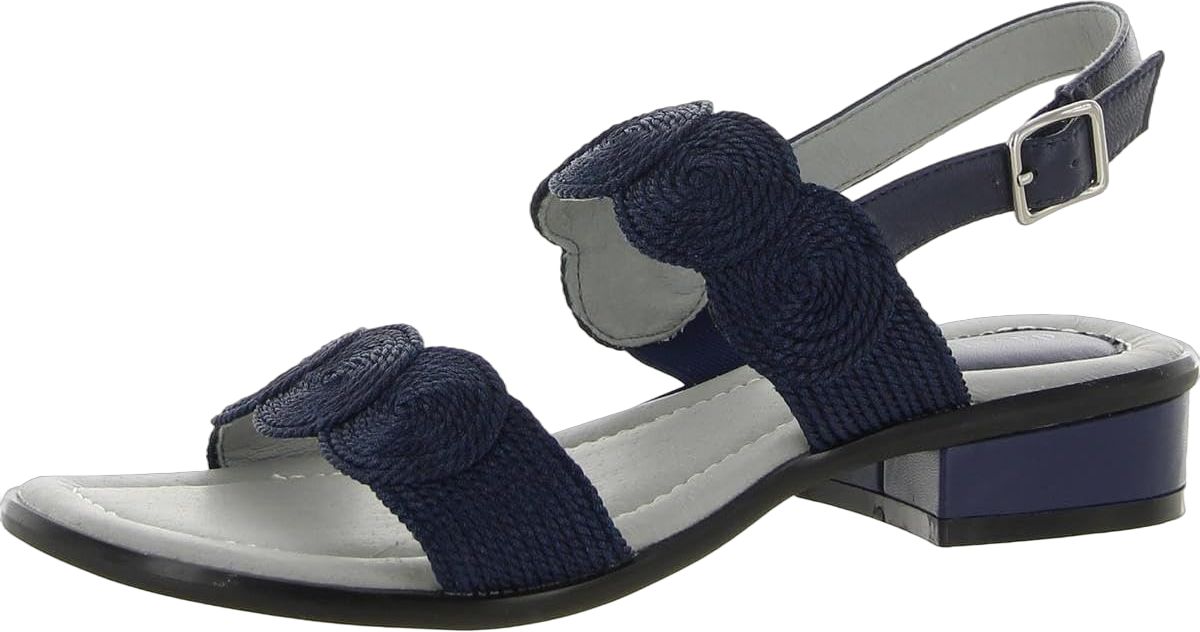 David Tate Womens Gemini Leather Metallic Slingback Sandals 8.5 Wide Navy Rayon/Fabric