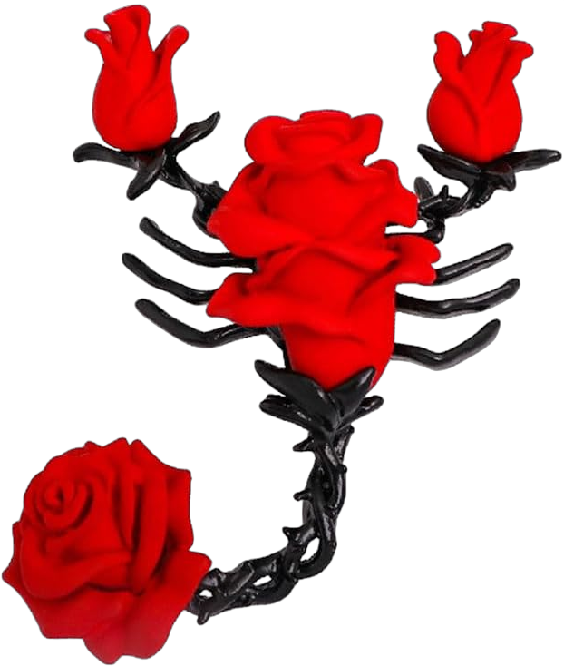 Vintage Flower Scorpion Brooch Pin for Women Unisex Dainty Black Animal Insect Thorns Brooches Lapel Pins Retro Hat Bag Suit Halloween Party Dress Accessories Jewelry Gift Souvenir Red Rose