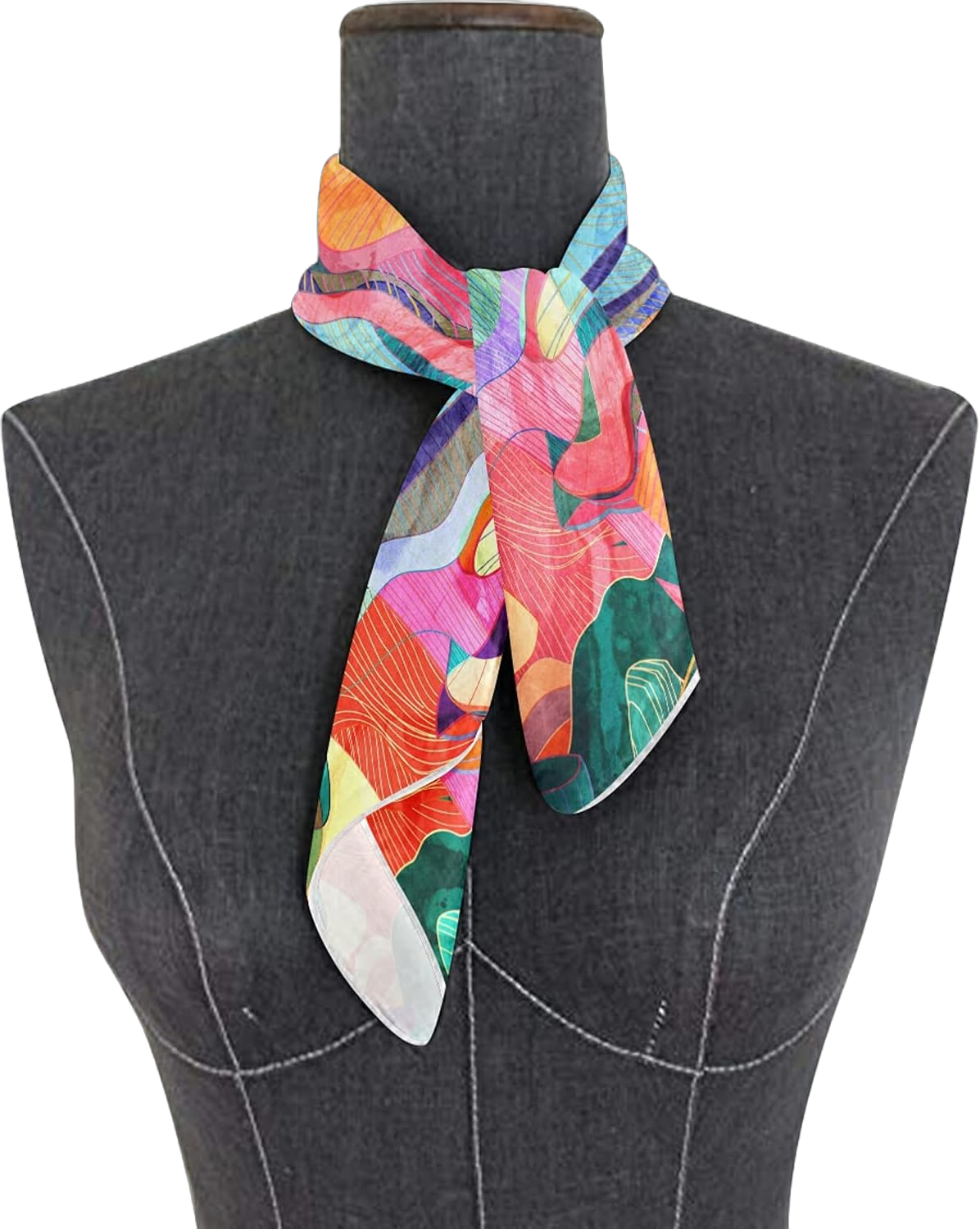 Women Silk Scarf Hair Wrap Shawl Chiffon Stole Square Scarves Headscarf Multi 8