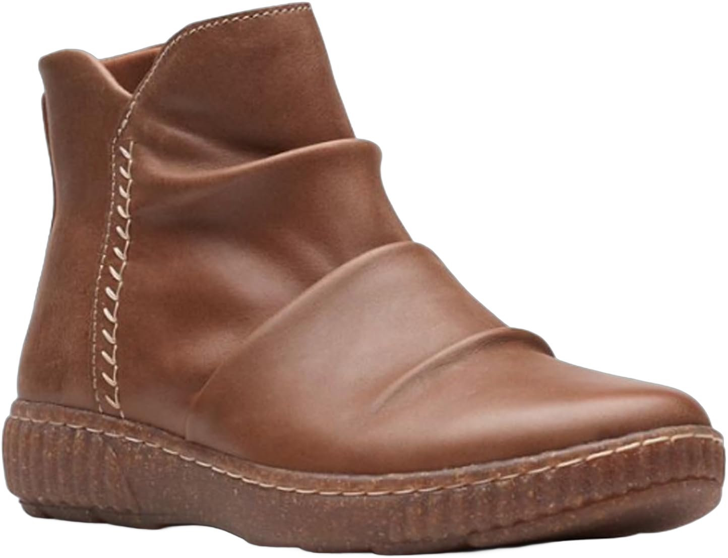 Clarks Women's Caroline Rae Ankle Boot 6 Dark Tan Leather