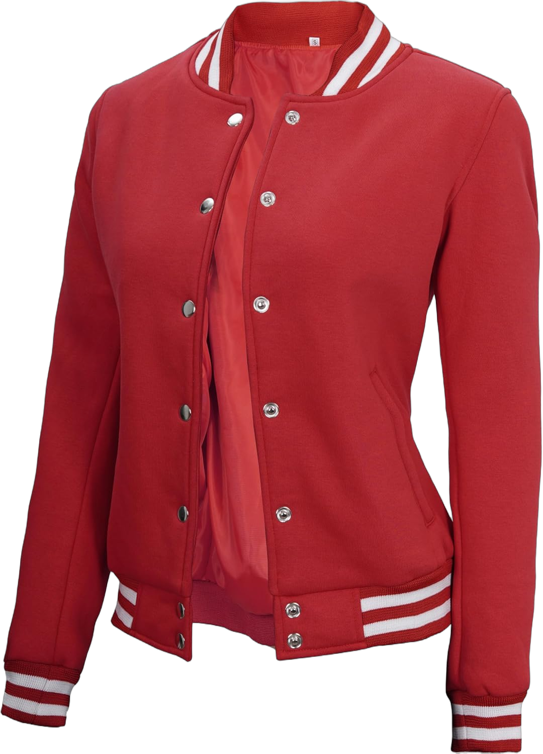 Decrum Varsity Jacket Women - Trendy Womens Letterman Jackets Highschool Baseball Bomber X-Large Womens Varsity Jacket - Red