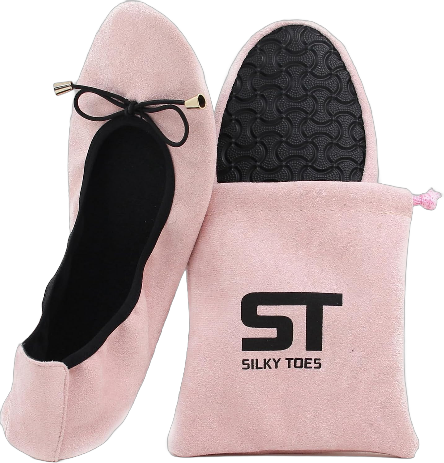 Silky Toes Foldable Flats for Women Purse Ballet Shoes Ballerina Slippers