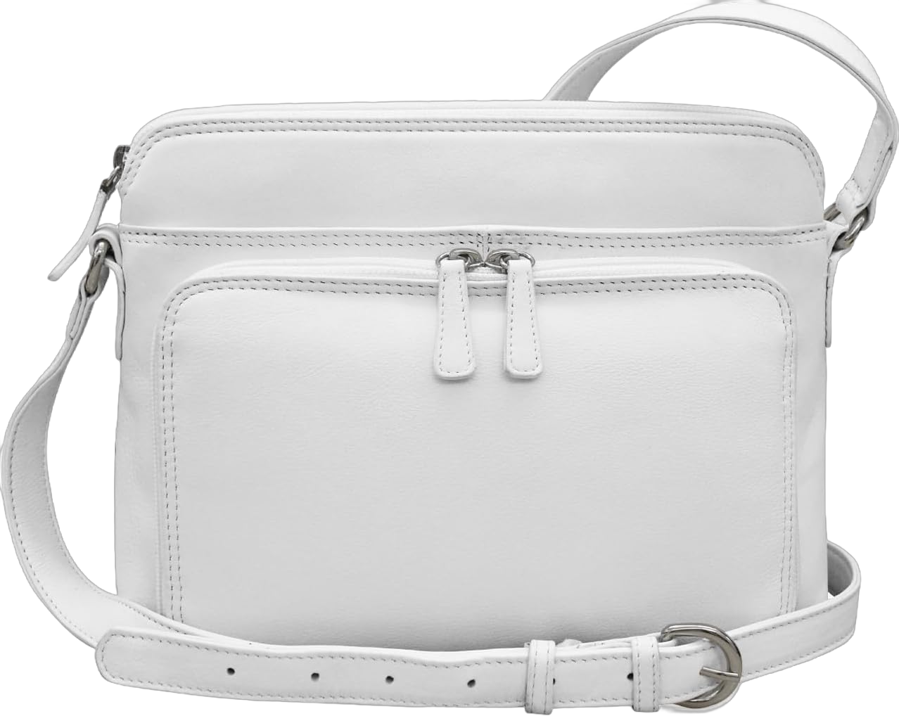 ili New York Genuine Leather Crossbody Bags for Women - Premium RFID Blocking Shoulder Bag Organizer with Adjustable Strap One Size White