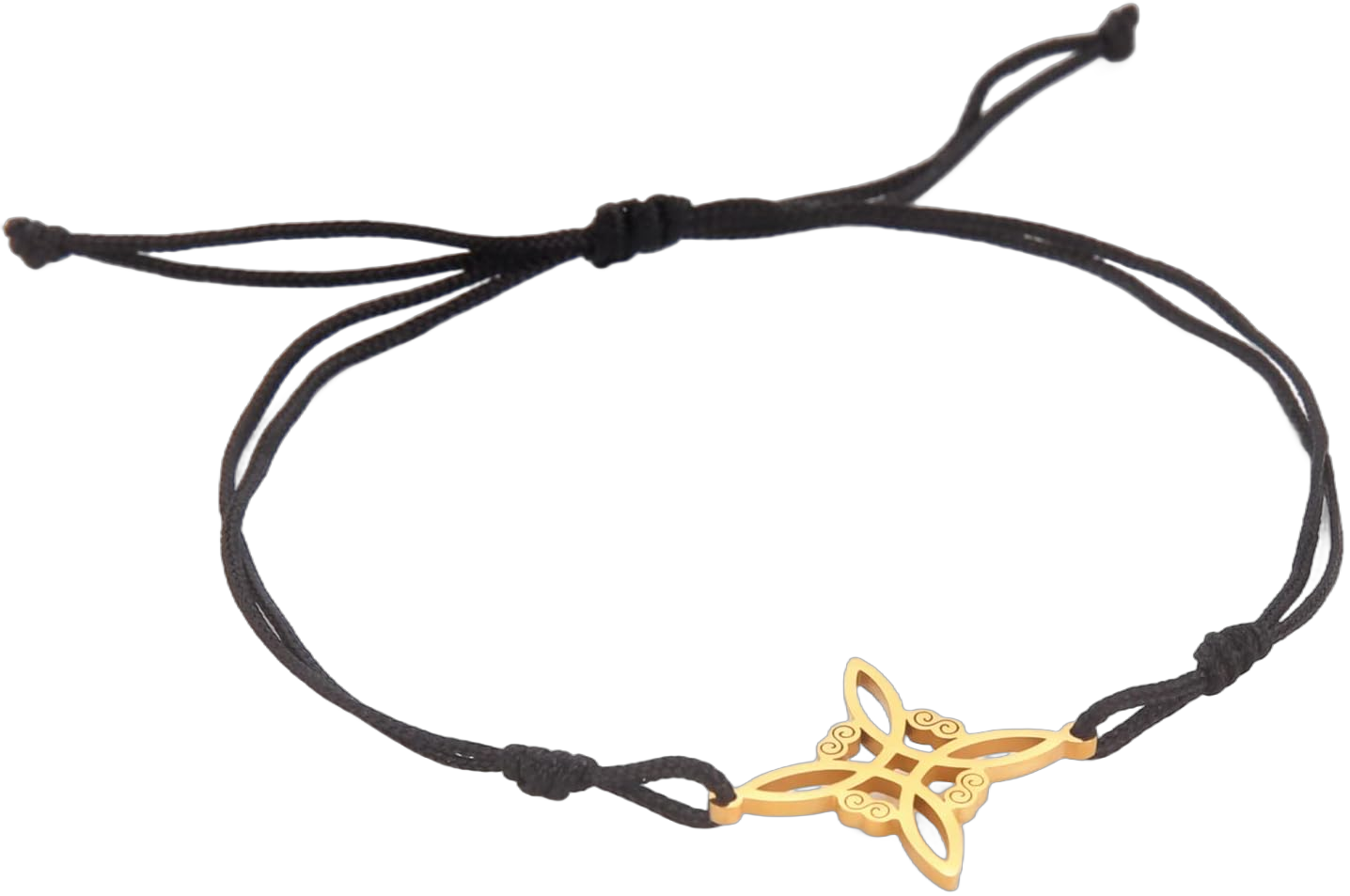 LIKGREAT Witches Knot Bracelet Irish Celtic Knot Bracelet Witchcraft Handmade Braided Wax Cords Bracelet for Women Wiccan Charm Vintage Jewelry gold, black