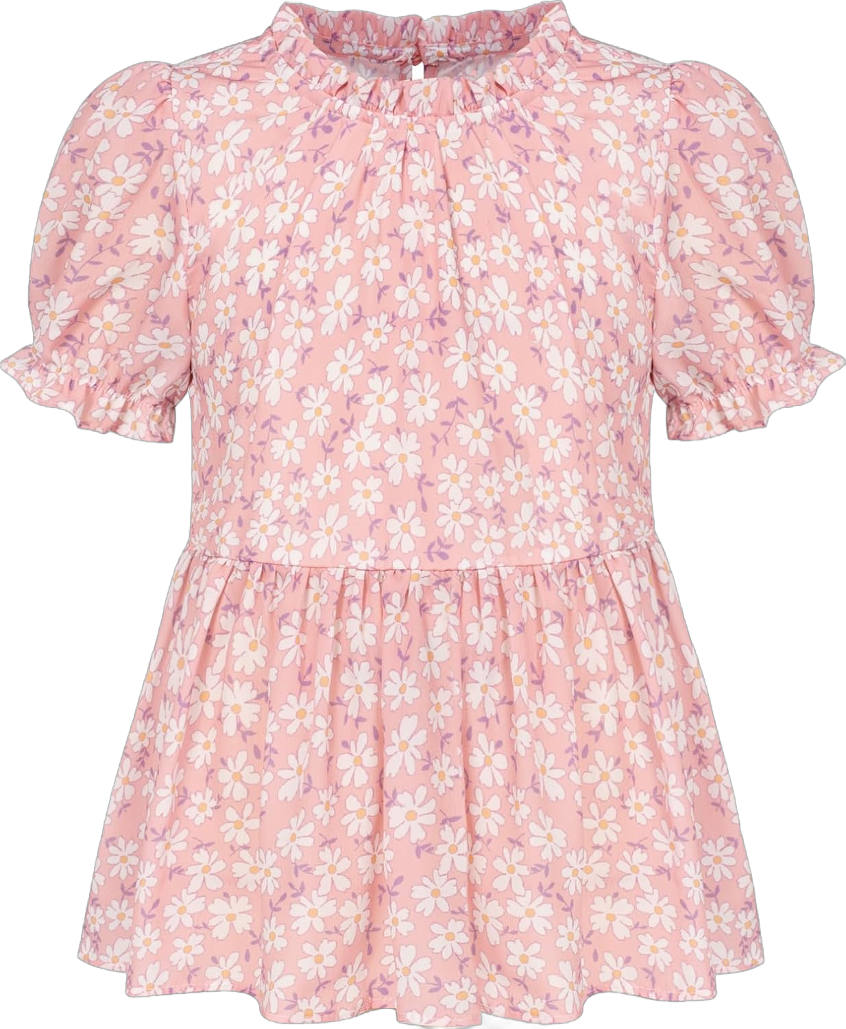 GRACE KARIN Girls Pink Short Sleeve Floral Top Girls Cute Spring Ruffle Shirt Pink Floral 6Y