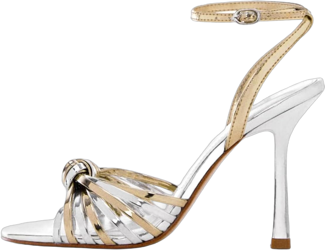 Heeled Sandals for Women Dressy Open Toe Strappy Ankle Strap High Heels Metallic Stiletto Wedding Party Daily Wear 7.5 Silver