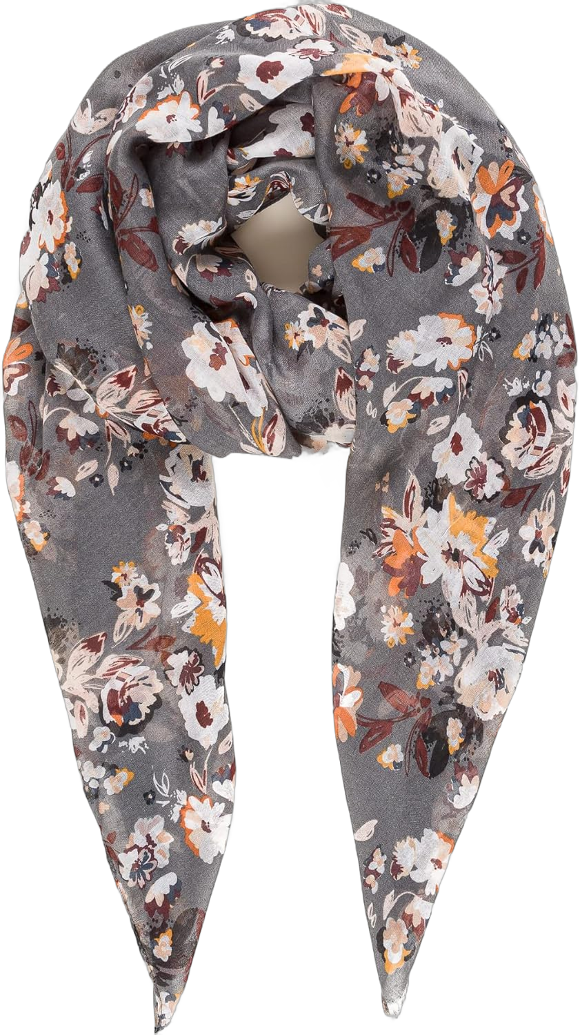 MELIFLUOS DESIGNED IN SPAIN Infinity Scarf for Women Lightweight Fashion Scarves for Fall Winter Barcelona Collection 8 - Gray Elegant Floral