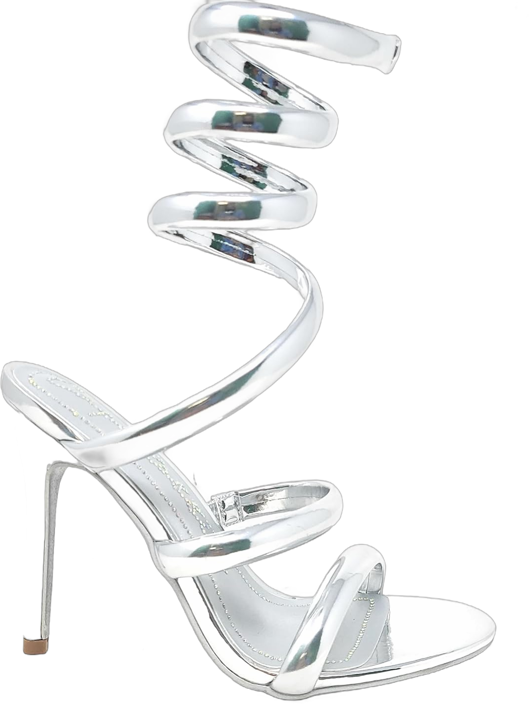 Cape Robbin Women's Open Toe Spiral Wrap Up Strappy High Heels Sandals, Gold 9 Silver