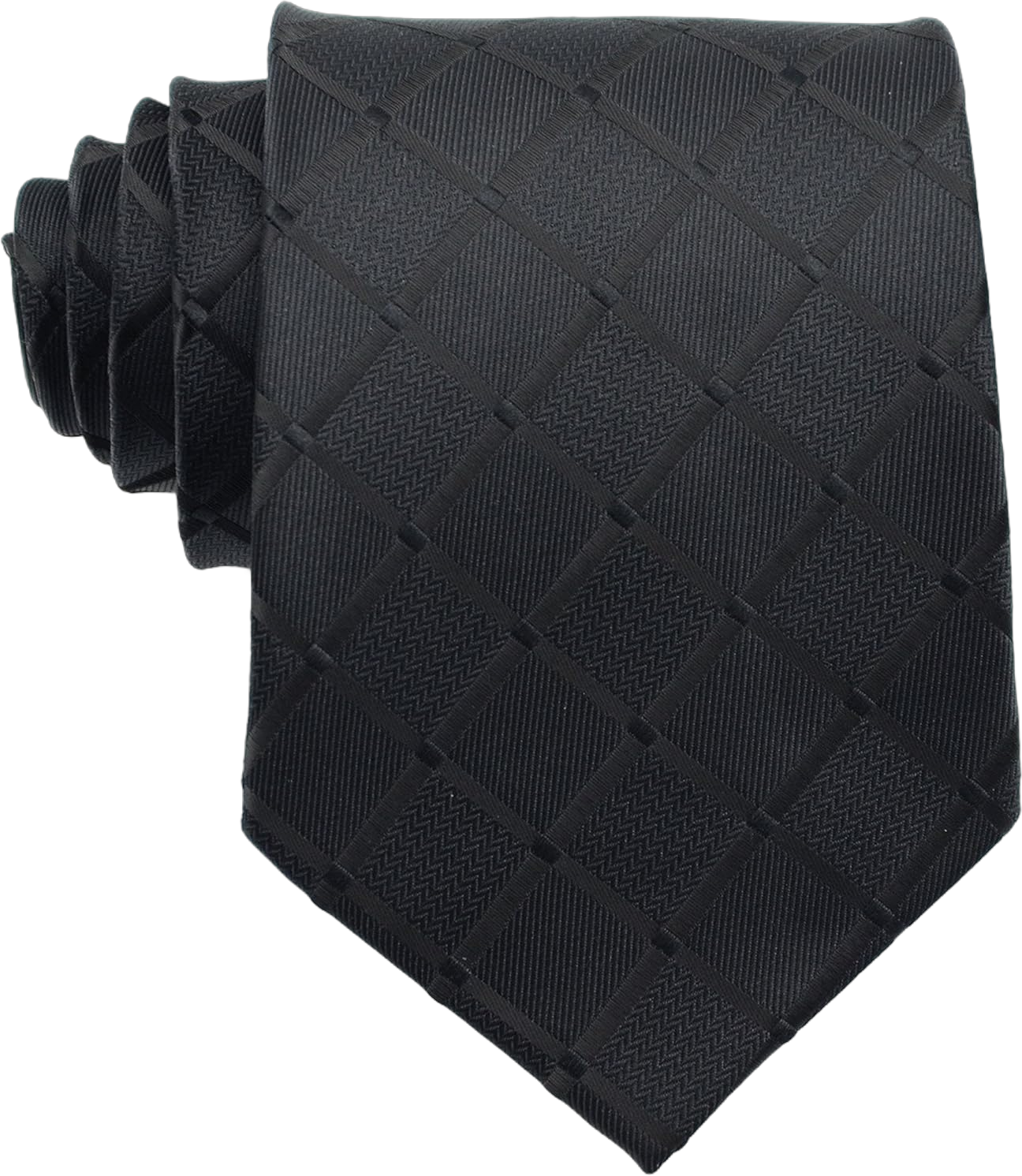 : New Classic Checks Jacquard Woven Silk Men's Tie Necktie Black