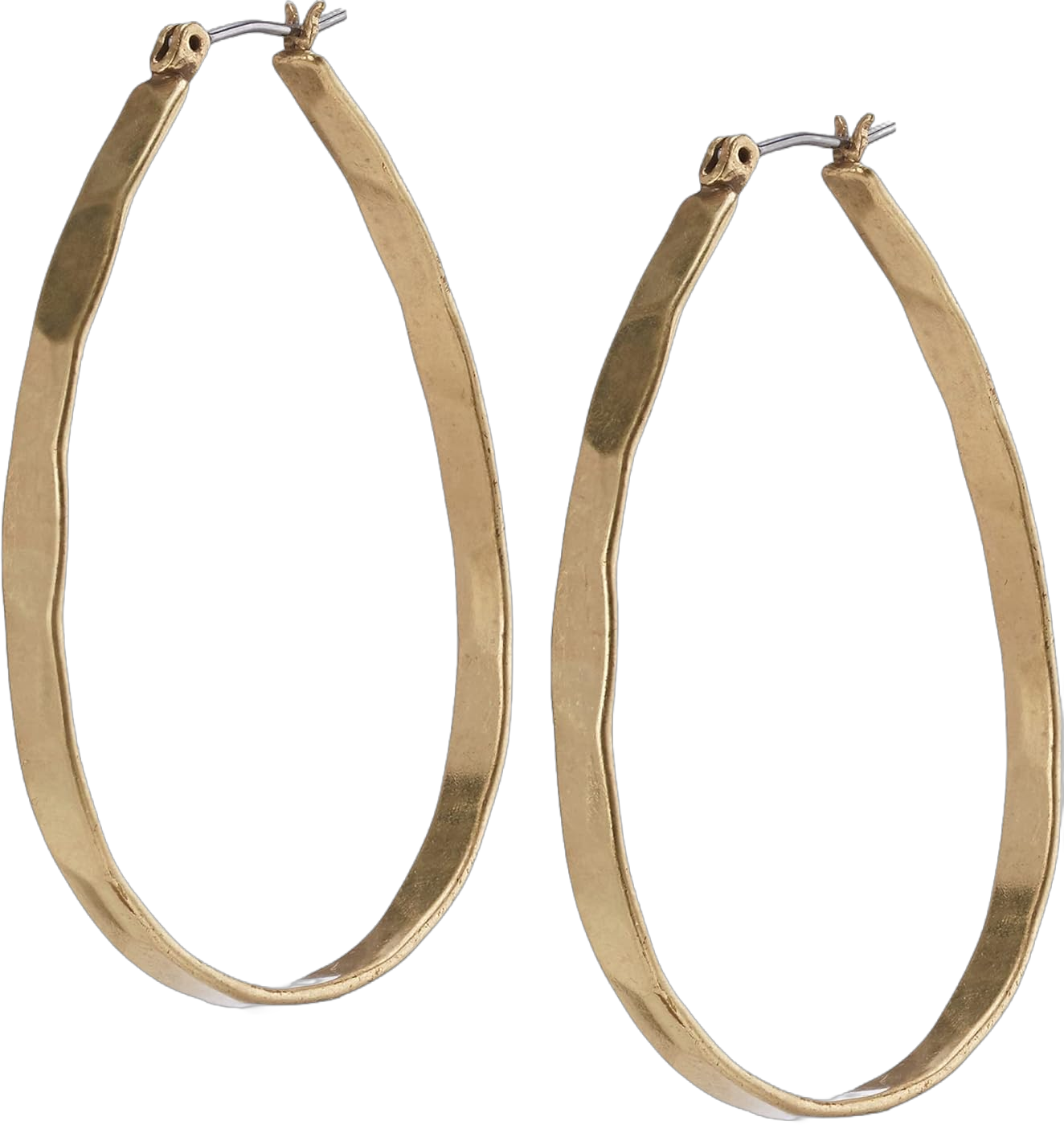 Lucky Brand Women's Medium Gold Tone Oblong Hoop Earrings One Size gold