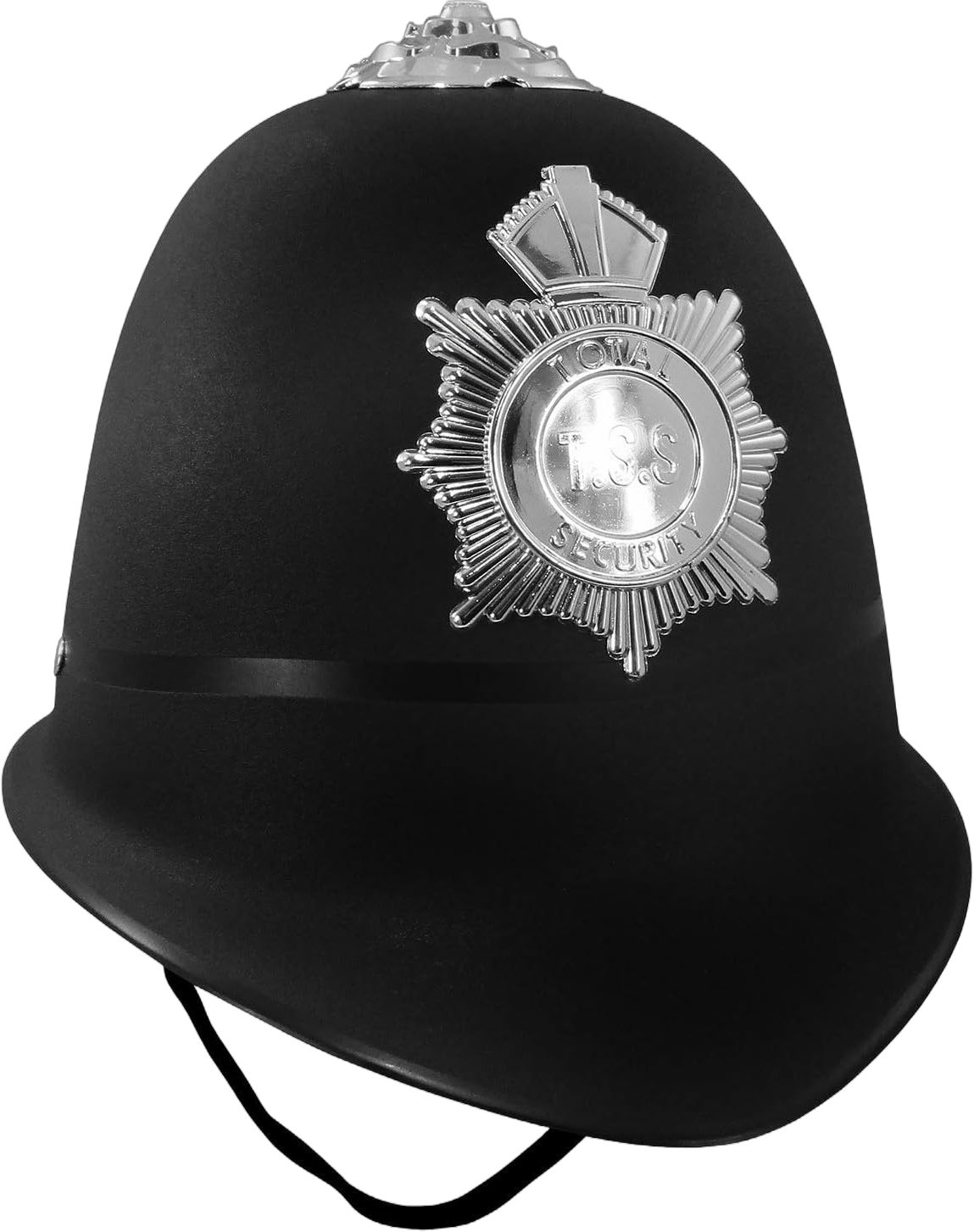 Nicky Bigs Novelties Adult Black English Bobby Police Helmet - British Policeman Badge Hat - Halloween Replica Costume Accessory, Black, One Size