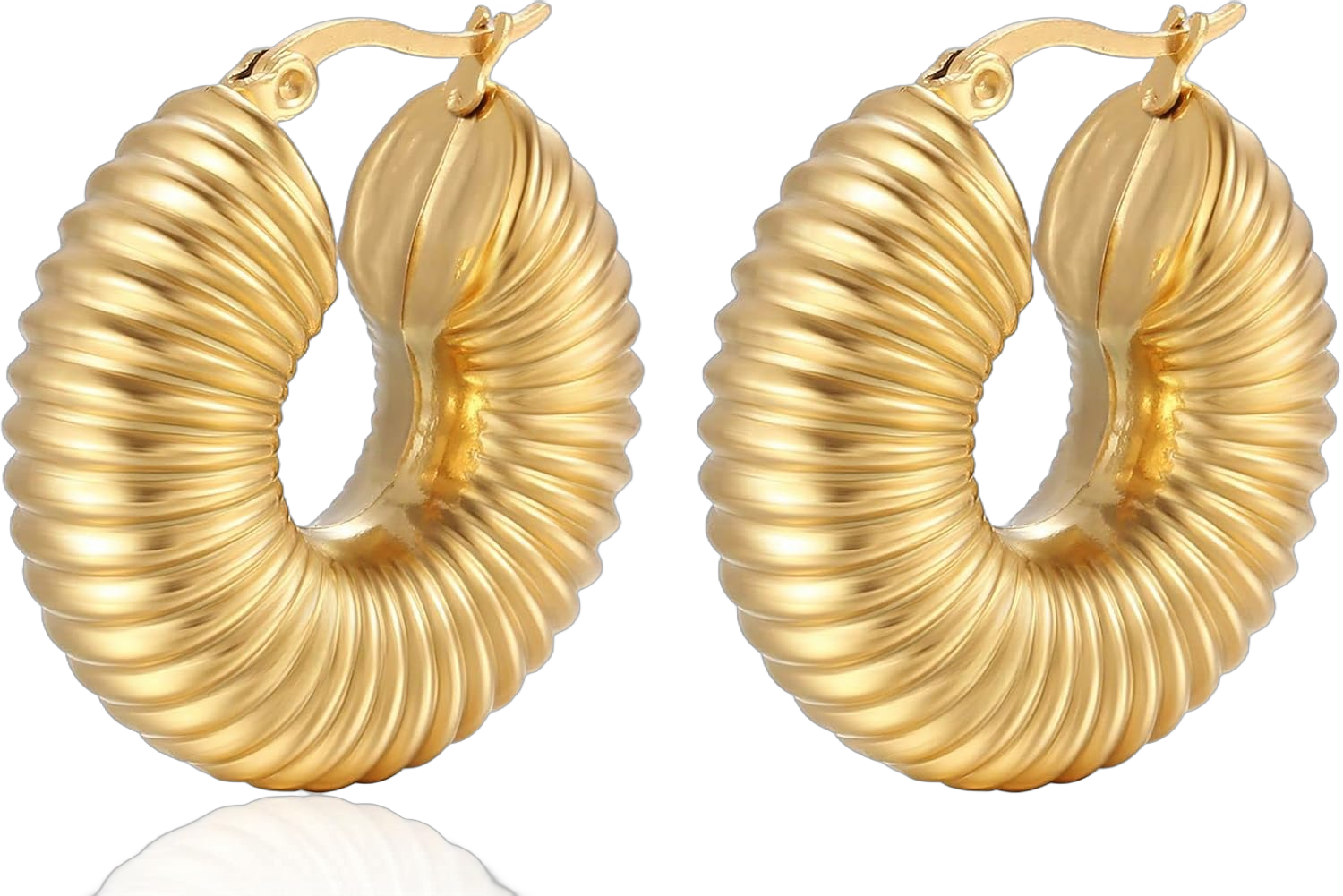 18K Gold Plated Twisted Chunky Gold Hoop Earrings Rope round trendy for Women Christmas Gift Gold stud