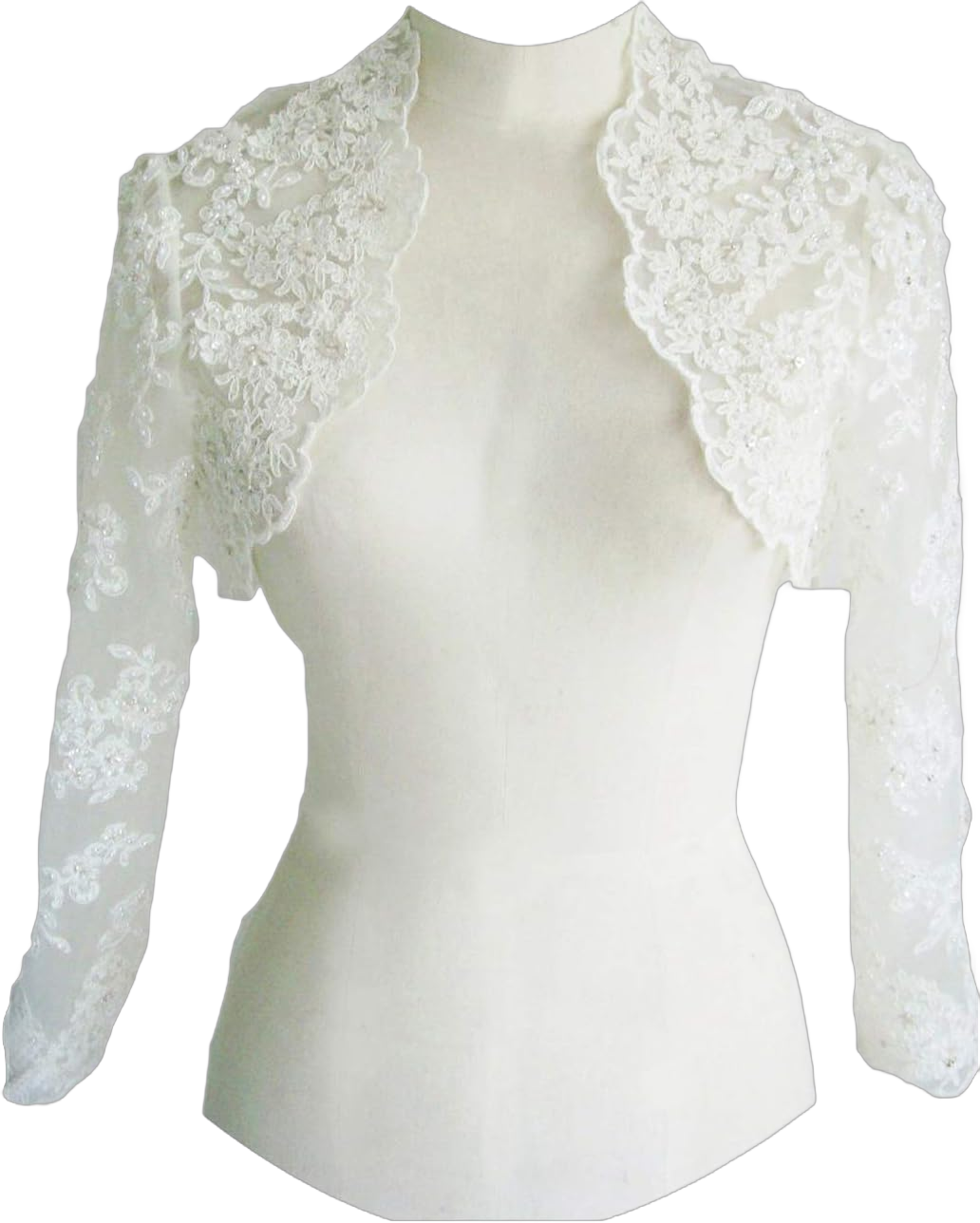 EllieHouse Women's Lace Wraps Wedding Bridal Bolero Jacket With Pearls WJ16 US08 White