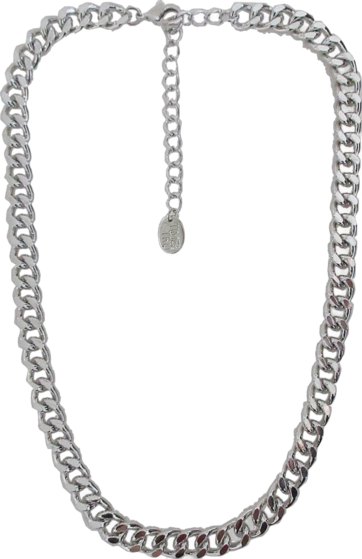 Time and Tru Women's Silver Tone Chunky Curb Chain Necklace 17" with Extender