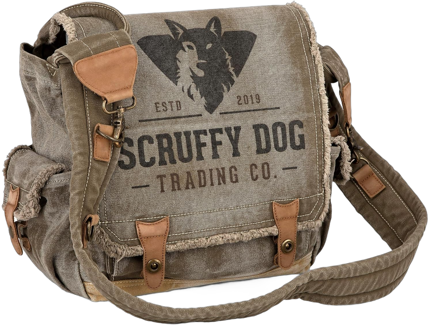 SCRUFFY DOG Crossbody Vintage Messenger Bag for Men and Women - Satchel Bag Men - Canvas Shoulder Bags - 13 inch