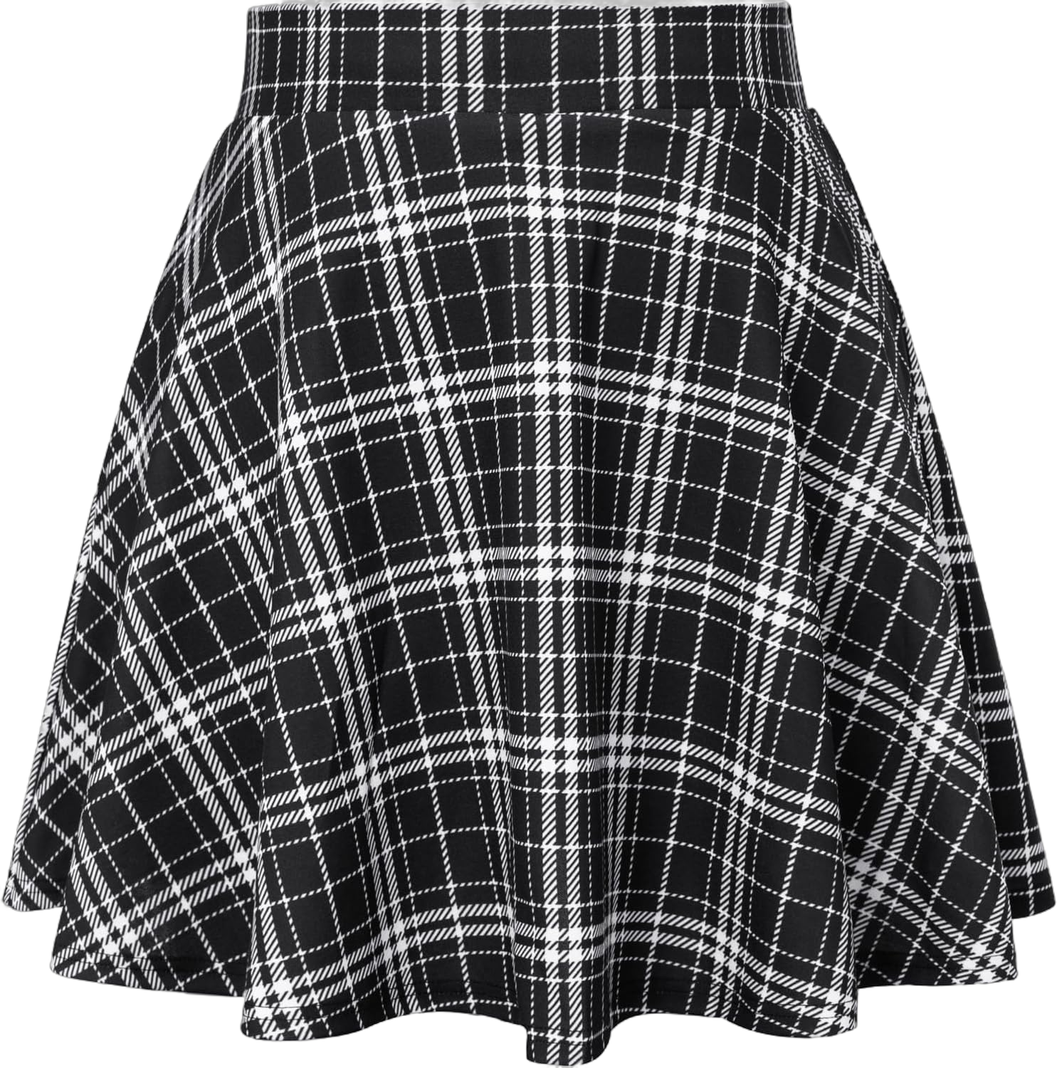 Hanna Nikole Women Plus Size Casual Mini Skater Skirt Elastic Lining High Waist Basic Flared Skorts Pleated with Pocket 24 Plus Plaid