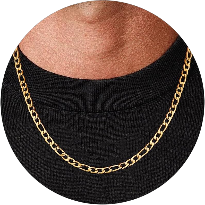 Stainless Steel Chain Necklace for Men Gold Silver Cuban Link Chains Rope Figaro Mens Necklace for Men Women Round Box Wheat Jewelry Gifts 18/20/22 Inch Length 20 Inch 5mm gold figaro chain