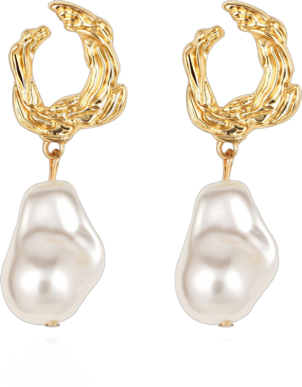 Yowivon Pearl Drop Earrings 14K Gold Plated Dangle Hypoallergenic Statement Earring Trendy Fashion Jewelry Gifts for Women Birthday Wedding A-Baroque Pearl