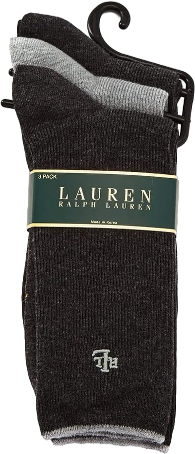 Lauren Ralph Lauren Tipped Rib Cotton Trouser Sock - 3 Pair Pack (34000) One Size Charcoal