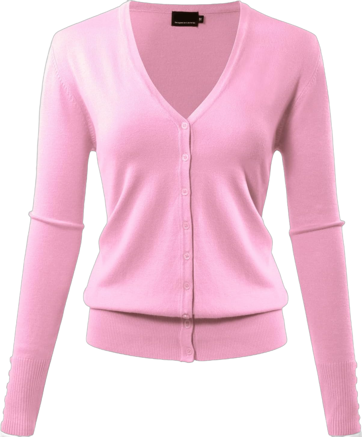 Allsense Women's Long Sleeve V-Neck Button Down Knit Cardigan Sweater Soft Lightweight XX-Large Baby Pink