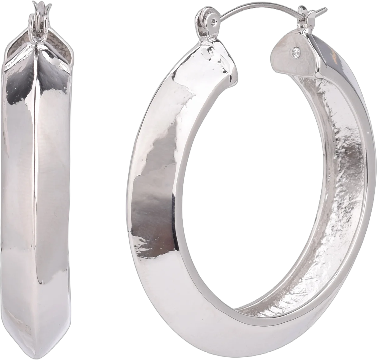 Time and Tru Adult Women's Silver Tone Wide Hoop Metal Earring