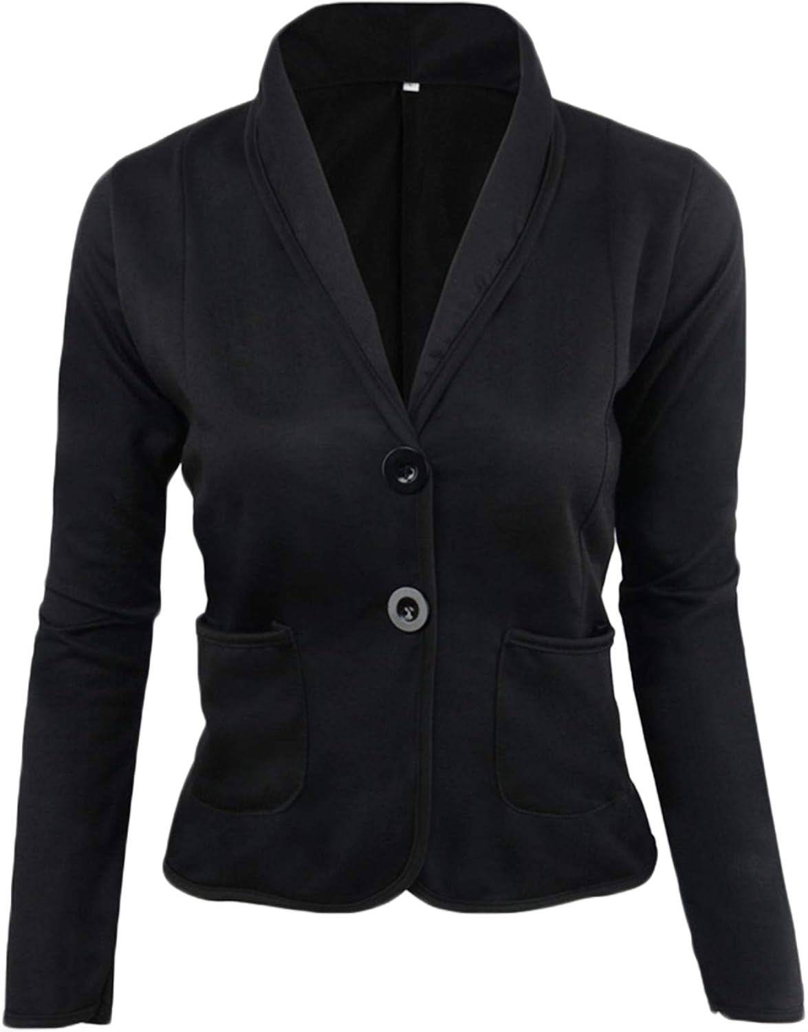 Andongnywell Women's Front Pocket Blazer Long Sleeve Work Office Cardigan Jacket Tight-Fitting Lightweight Coat (Black,XX-Large)