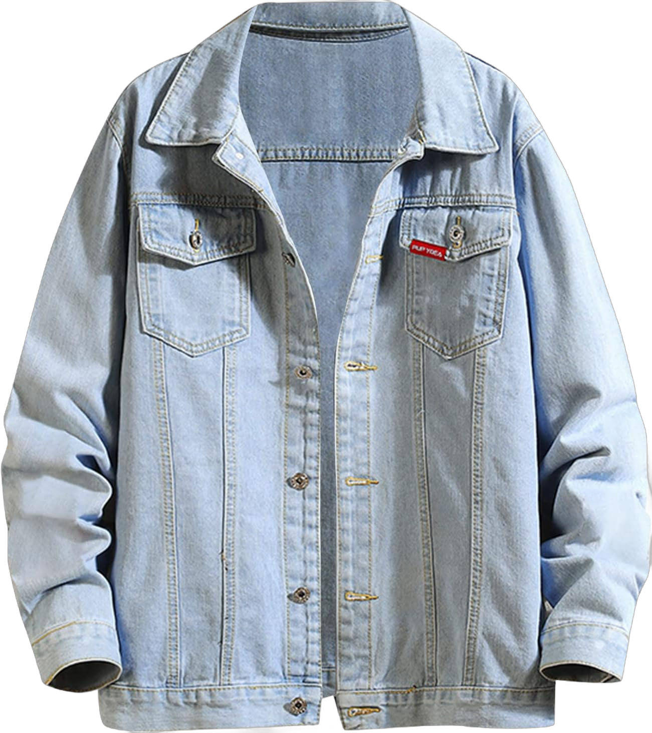 Men's Distressed Denim Jacket Casual Button Down Denim Jacket Vintage Spring Fall Cowboy Trucker Jean Coat 3X-Large Light Blue