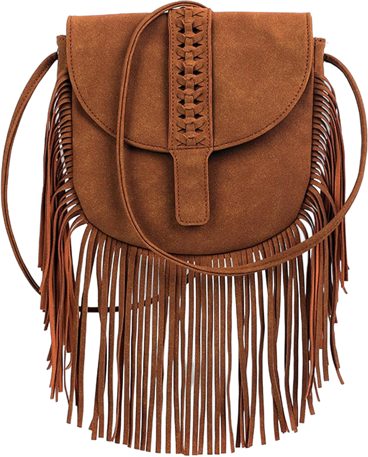 RARITYUS Women's Faux Suede Leather Hobo Crossbody Bag Vintage Fringe Tassel Shoulder Handbag Messenger Bag Brown