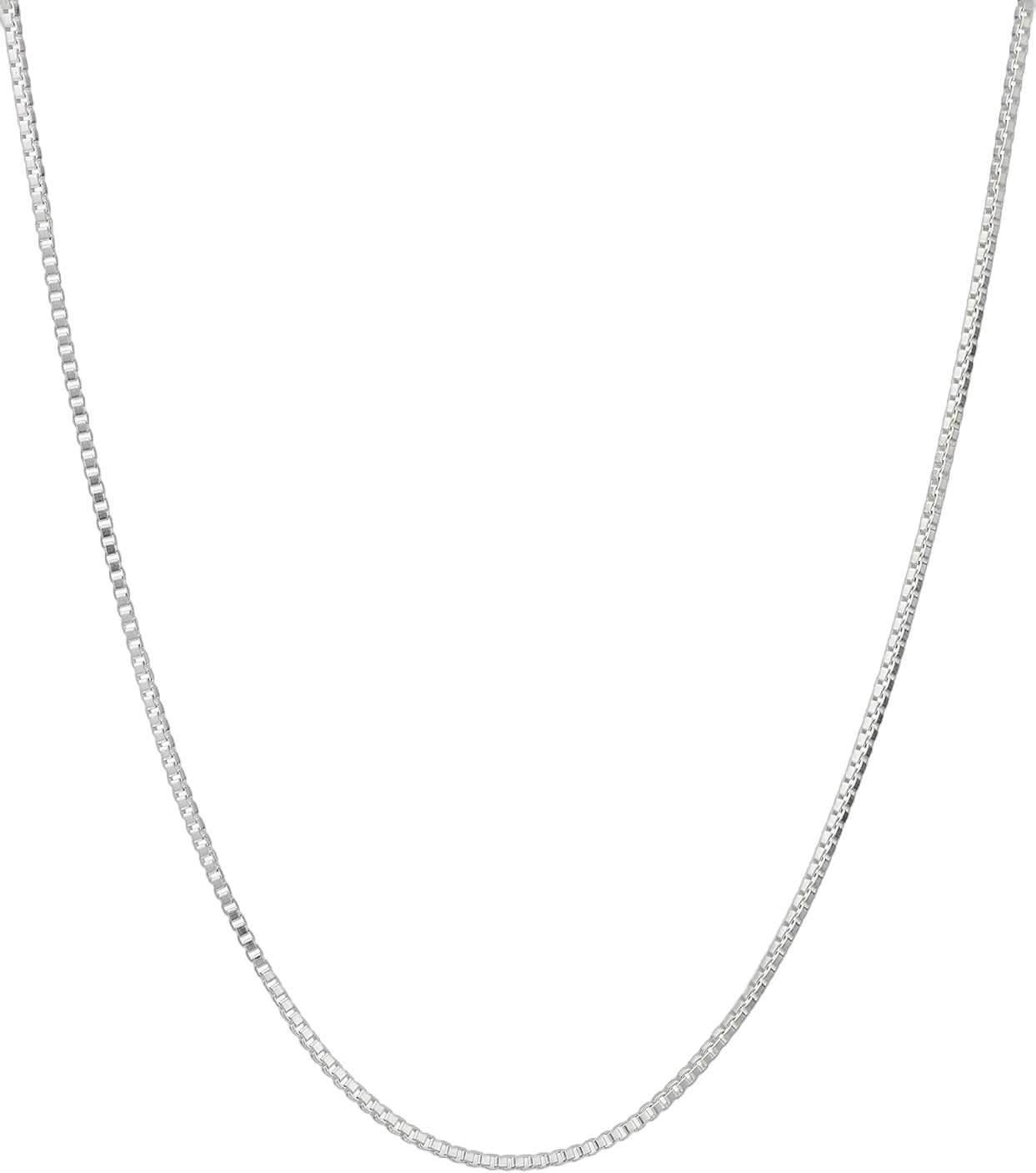 ARGENTO REALE Authentic 925 Sterling Silver Box Chain Necklace, Silver Box Link Necklace, Sterling Silver Chain 16-30 Inch, Made In Italy, Women Men 24 Inches 1.8MM