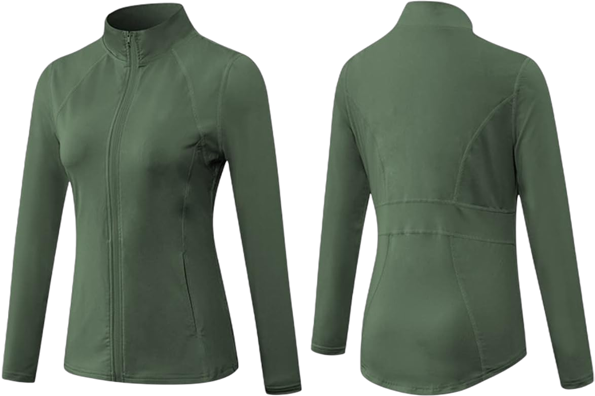 Daysskk Women's Running Jackets Lightweight Full Zip Workout Jackets Slim Fit with Pockets XX-Large Green