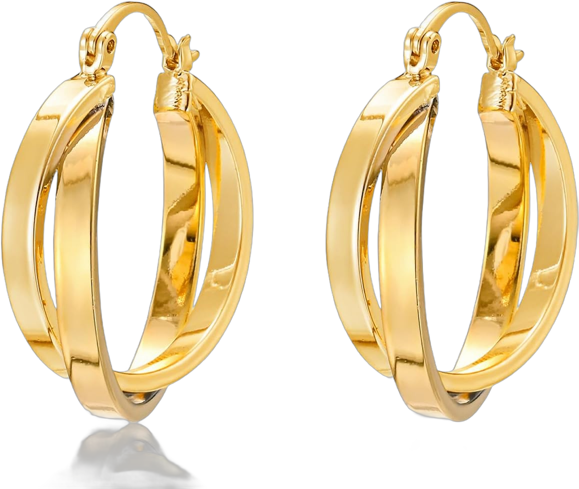 Two Tone Hoop Earrings for Women Gold and Silver 18k Double Hoop Earrings 925 Sterling Silver Studs for Festival Gold-3