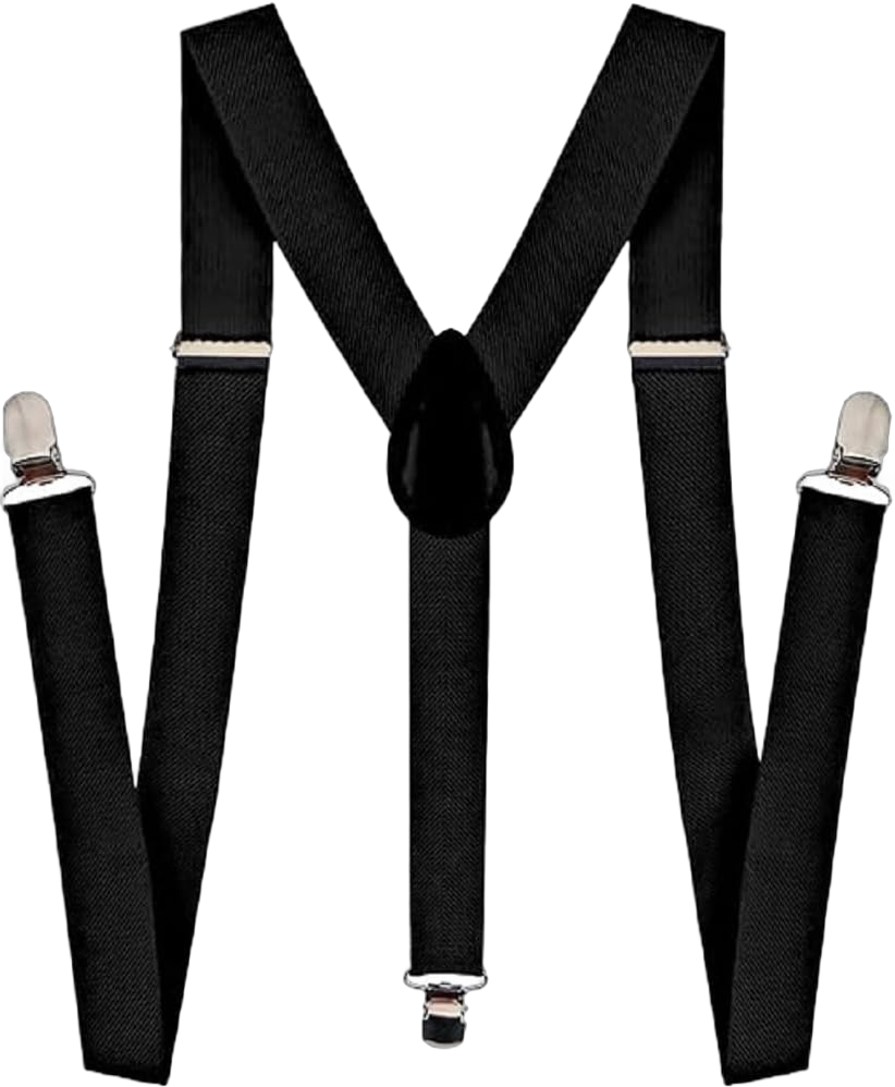 Adult Suspenders for men, women Elastic Y shape Unisex adjustable adult suspender for costume Tuxedo dress strong clips (Black)