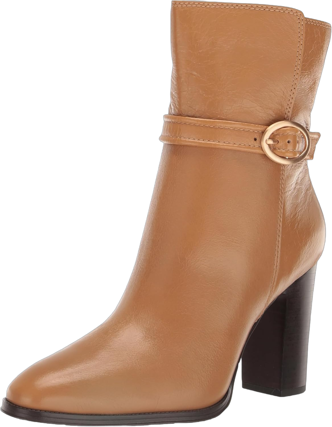 Franco Sarto Women's Informa Wren Buckle Detail Heeled Booties Ankle Boot 6.5 Tan Leather