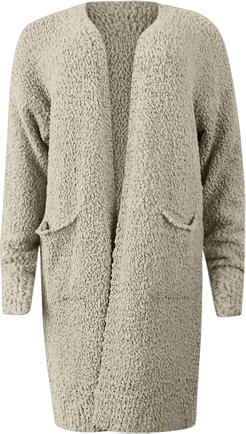 Parise Womens Fashion Winter Fluffy Popcorn Cardigan for Women 2023 Fall Casual Long Sleeve Open Front Soft Chunky Knit Sweater Coat Outwear(Beige,XX-Large)