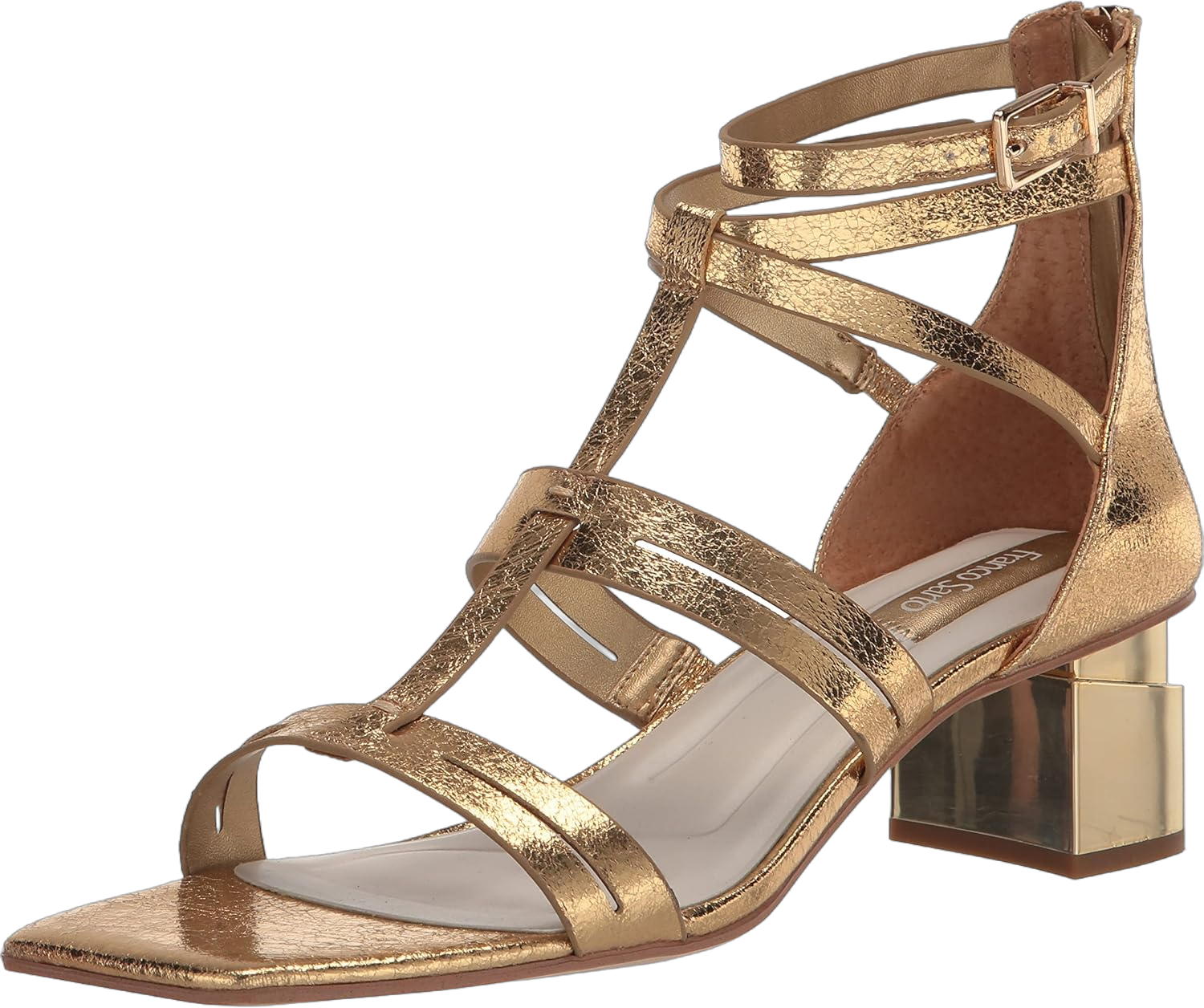 Franco Sarto Women's Korie Strappy Heeled Sandal 9 Gold Metallic